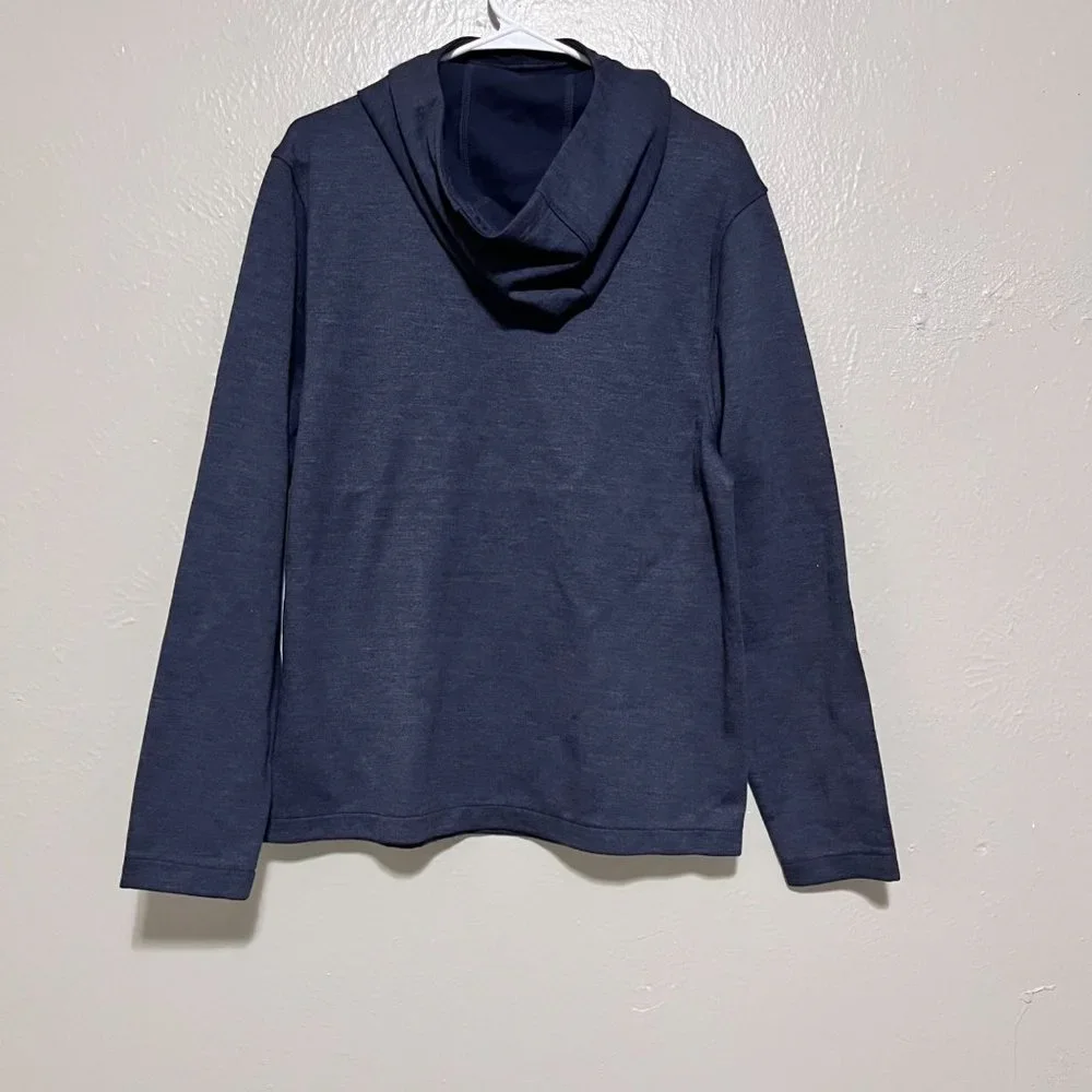 J Crew Authentic Fleece‎ Gray Mens Pullover Mock Neck Hooded Sweater Size M
